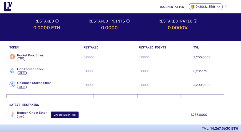 EigenLayer restaking platform web